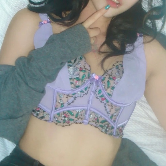 For love&lemon FLL Victoria’s Secret Lorelei lilac embroidery bustier corset top - Picture 4 of 7